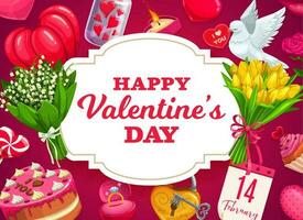 Valentinsgrüße Tag Liebe Urlaub Herzen und Blumen vektor