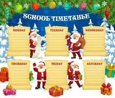 Kind Winter Urlaub Zeitplan Vorlage mit Santa vektor