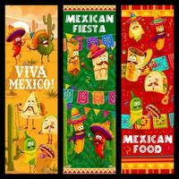 mexikansk fiesta och fest, tecknad serie mexikansk tex mex vektor
