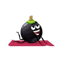 tecknad serie svart vinbär rolig karaktär yoga pilates vektor
