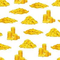Karikatur golden Münzen Geld Stapel nahtlos Muster vektor