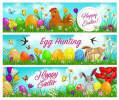 glücklich Ostern und Ei Jagd Vektor Banner