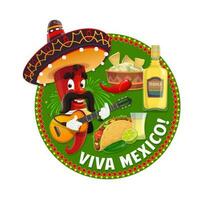 viva Mexiko Chili Pfeffer mit Mexikaner Sombrero vektor