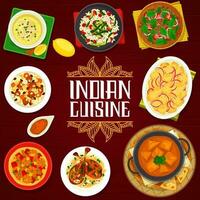 indisch Küche Vektor Speisekarte Abdeckung, Indien Mahlzeiten