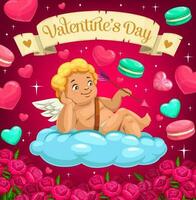 Valentinstag Tag Herzen, Blumen und Macaron Kekse vektor