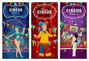 cirkus artister vektor banderoller. stor topp artister