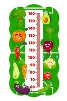 barn höjd Diagram, tecknad serie vegetabiliska idrottare vektor