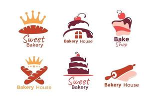 Satz Kuchen und Bäckerei Logo vektor