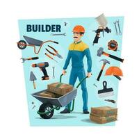 Baumeister, Konstruktion Arbeiter und Werkzeuge vektor