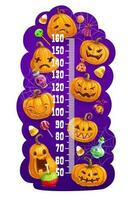barn höjd Diagram med halloween pumpa lyktor vektor