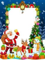 Santa Geschenke, Weihnachten Baum, Hirsch und Schneemann vektor