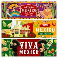 viva Mexiko, Fiesta Party Vektor Banner Satz.