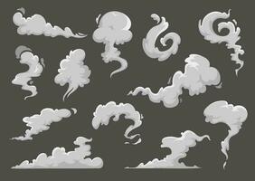 tecknad serie moln, ångande rök och ånga flöden vektor