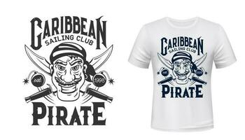 pirat corsair t-shirt skriva ut, filibuster kapare vektor