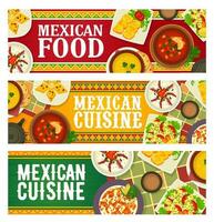 mexikansk kök mat meny, restaurang banderoller vektor