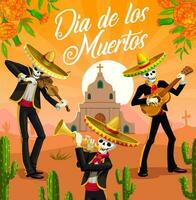 mexikansk dia de los muertos mariachi skelett vektor