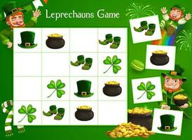 barn spel vektor gåta med tecknad serie leprechauns