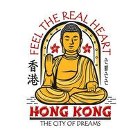 hong kong jätte buddha t-shirt skriva ut, hk resa vektor