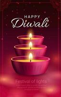 diya lampor av diwali eller deepavali ljus festival vektor