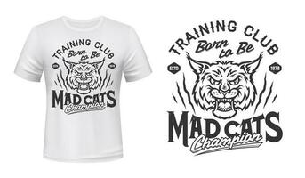 Bobcat oder Luchs Maskottchen T-Shirt drucken von Sport Verein vektor
