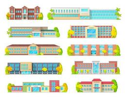Schule Bildung Gebäude isoliert Vektor Symbole