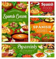 spanska kök mat, meny måltider och maträtter, Spanien vektor