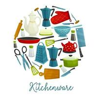 Zuhause Geschirr, Küche Utensilien, Kochen Werkzeuge vektor