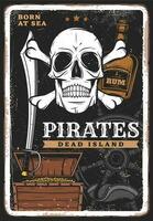 Piraten Poster, Jahrgang Schädel, Schatz und Rum vektor