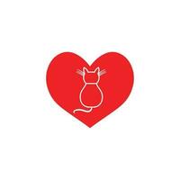 katt-i-rött hjärta design vektor