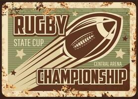 rugby mästerskap rostig tallrik, amerikan fotboll vektor