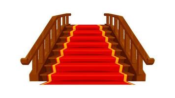 Schloss hölzern Treppen mit rot Teppich, königlich vektor