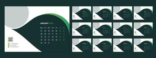 kalender, 2024, skrivbord, mall, design vektor