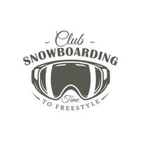 årgång åka snowboard märka isolerat på vit bakgrund vektor