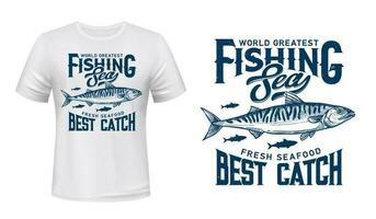 hav fiske fånga t-shirt skriva ut med makrill vektor