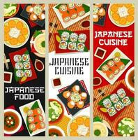 japan mat tecknad serie vektor banderoller, japan kök