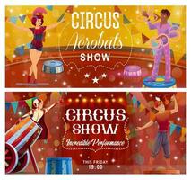 Zirkus Show Vektor Flyer mit oben Zelt Darsteller