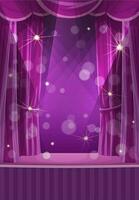 lila gardiner på skede, cirkus eller teater scen vektor