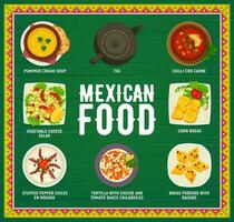 Mexikaner Essen Küche, Mexiko Speisekarte zum Restaurant vektor