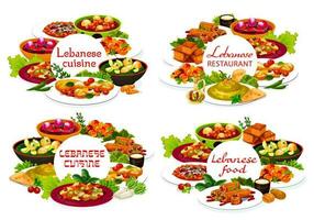 libanesisch Küche Restaurant Essen mit arabisch Geschirr vektor