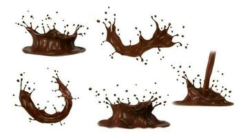 choklad stänk, kaffe mjölk eller kakao krona vågor vektor