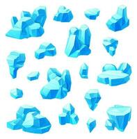 Eis Kristalle Karikatur einstellen von gefroren Wasser Blöcke vektor