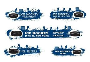 Eis Eishockey Sport Grunge Banner mit Spieler vektor
