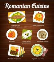 rumänska kök måltider och maträtter meny vektor sida