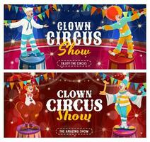 Zirkus Clowns Vektor Flyer, groß oben Zeichen