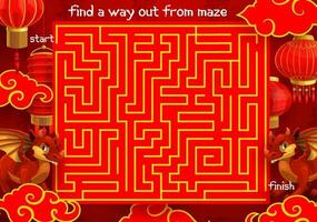 Kinder Labyrinth, Kind Matze mit Chinesisch Drachen vektor