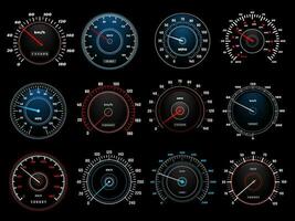 Tachometer, Geschwindigkeit Indikatoren, Vektor Instrumententafel