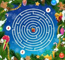 Kinder Labyrinth Spiel, Weihnachten Matze mit Ornamente vektor