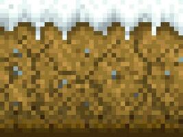 Pixel Spiel Hintergrund mit Schnee und Boden Muster vektor