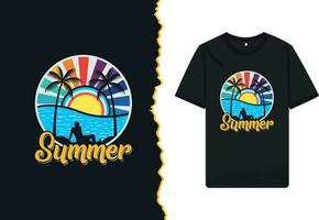 sommar t-shirt design vektor mall. njut av de strand fest i hawaii, monica, miami, Kalifornien, paradis, och florida med kreativ konst.