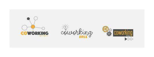 logotyp alternativ för coworking. samarbete, coworking Plats, samarbete kontor. vektor illustrationer i ritad för hand stil.